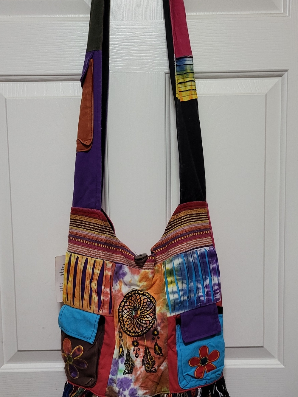 Colorful Boho Tie-Dye Dreamcatcher Crossbody Bag - Multicolor